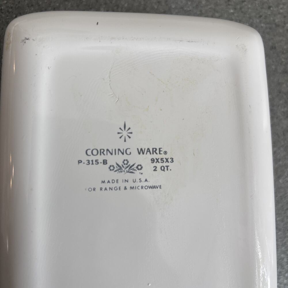 Vintage Corning Ware Blue Cornflower P-315 2 Quart Bread Loaf Pan 9x5x3" - Picture 3 of 3